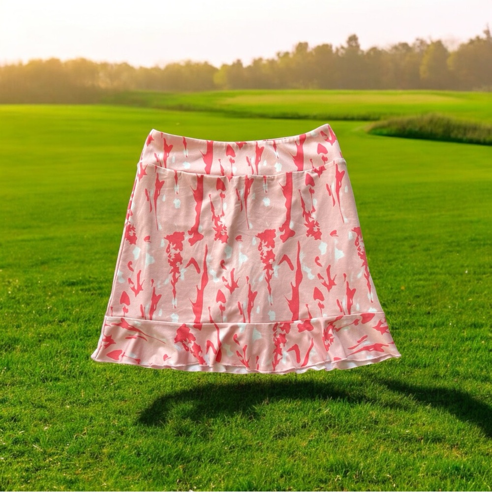 Golftini Light Pink Skort with Dark Pink & White Abstract Streak Print